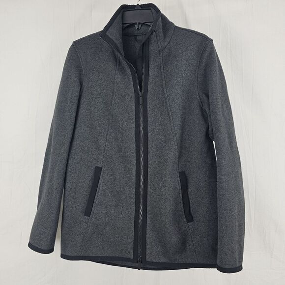 Lululemon Black Gray Heathered Its Fleecing Cold Zip Up Jacket Size 6 - Picture 3 of 9